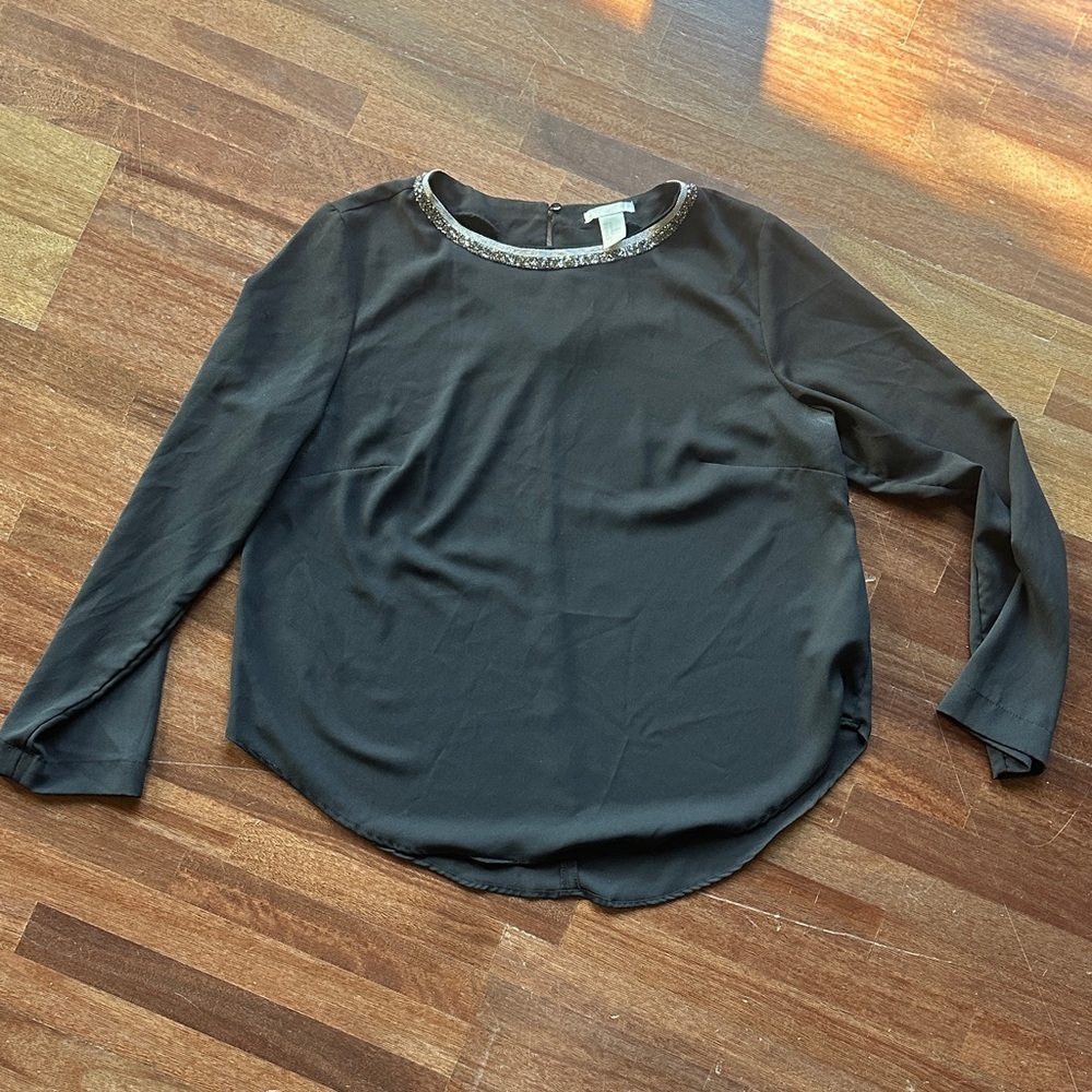 H&M Black Blouse with Sequin Detail